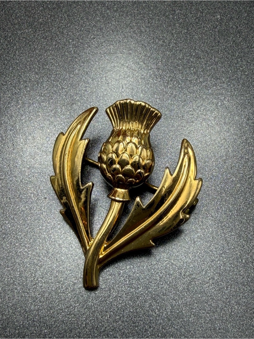 Vintage Soldor Gold Thistle brooch #cz600